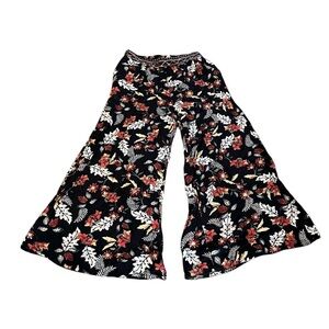 JAASE Wide-Leg Floral Boho Sequins Embroidered Waist Palazzo Pants Size Medium